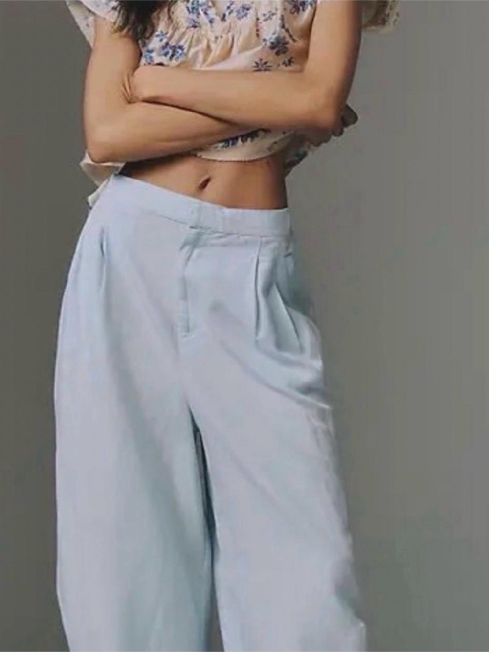 Anthropologie Pale Blue Wide-Leg Trousers